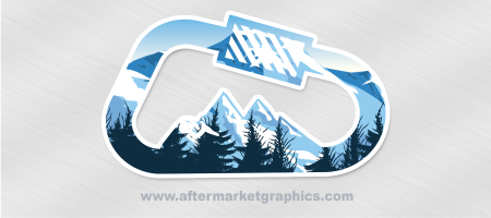 Carabiner Silhouette with Mountains and Snow Sticker
